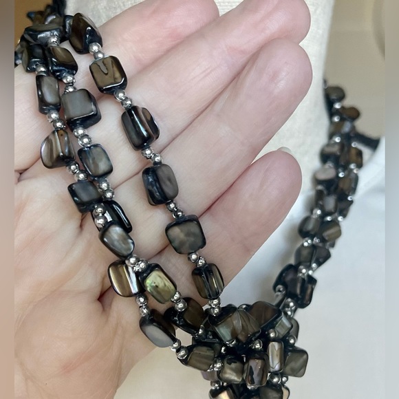 Abalone shell necklace, 3 strand alone or with tassel pendant- jewelry - Picture 10 of 16